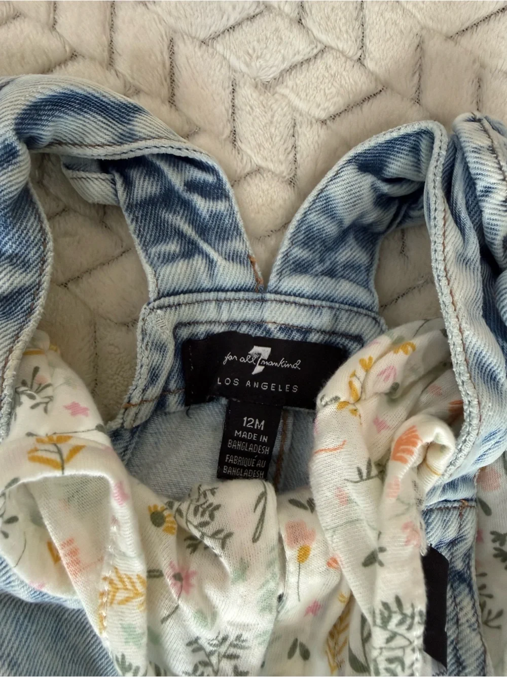 Light Wash Denim Short Ruffle-Strap Overalls and Shirt 12 Months